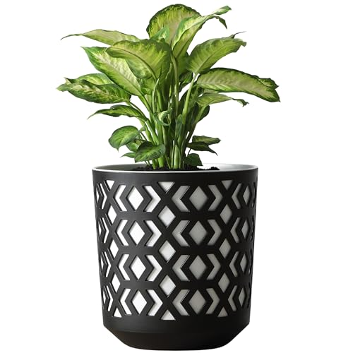KONZEPT Blumentopf 25 cm Durchmesser, großer Übertopf aus Kunststoff für Zimmerpflanzen ideal für Wohnzimmer, Küche und Balkon