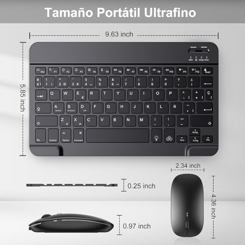 Teclado inalámbrico español recargable y ratón Bluetooth para iOS y Android 4