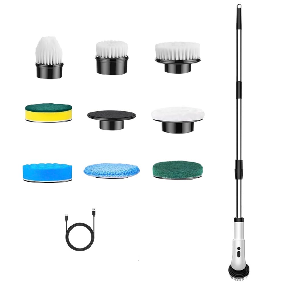 CTRLZS Eight-In-One Cordless Electric Cleaning Brush Multi-Function Cleaning Brush for Bathroom Floor and Bathtub Cleaning