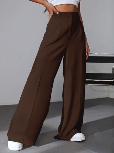 Image of GRECIILOOKS Women High Rise High Waist Trousers Flared Korean Style Formal Pants| Elegant Workwear for Office, College & Events (Available in Plus Size)