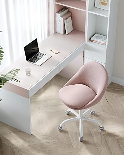 Miniatura 2 de SONGMICS Silla de Oficina en Casa, Silla Giratoria de Algodón y Lino, Silla de Escritorio, Acolchada con Espuma, Altura Ajustable, para Estudio, Dormitorio, Rosa Jalea OBG020P01