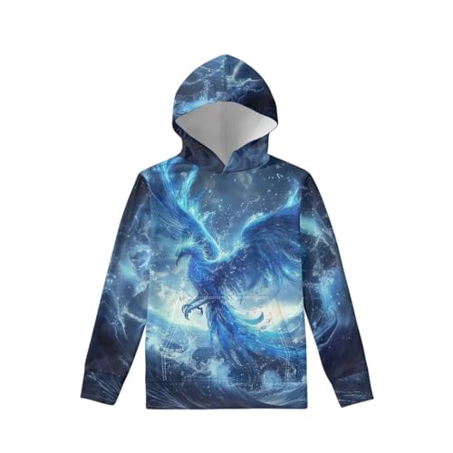 Image of WELLFLYHOM Boys Hooded Sweatshirts Hoodie Pullover Cool Graphic Crewneck Blouses Size 6-16