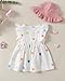 sweetabby Newborn Baby Girl Clothes Summer White Linen Dress Infant Ruffle Sleeve Heart Dresses Cute Princess Beach Sundress 2 Pieces Baby Outfit 0-3 Months