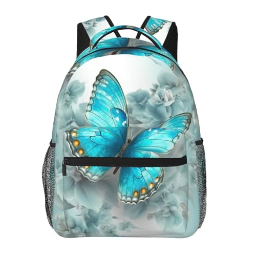 Sac à dos ordinateur portable bleu clair motif papillon pour voyage