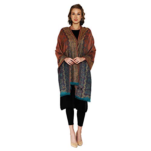 Women's Woven Wool Stole, Turquoise, Free Size4