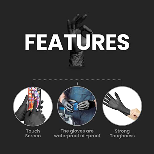 Exam Grade Black Nitrile 6 Mil Powder Free Gloves - 100 Count, Disposable Cleaning, Cooking, Medical And Surgical Gloves (Medium-Pack Of 100) #TOP5