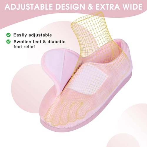 Image of Git-up Women Soft wide Slippers Memory Foam Closed Toed Diabetic Arthritis Edema House Slippers