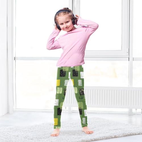 ALAZA Girls' Leggings Children's Yoga Pants Skinny Printed Dance Abstract Graphic Green Comfortable 4T3
