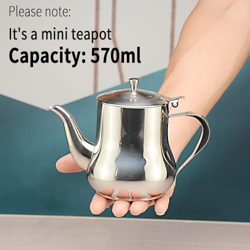 SANQIAHOME Kleine Teekanne aus Edelstahl (Silber, 570 ml) – Bild 4