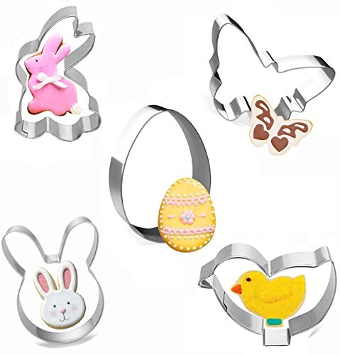 Molde de horneado de 5 piezas, molde de galleta para pastel/galleta/PAN/galleta/Mousse, gadget de cocina hecho de acero inoxidable, fiesta de Pascua/Navidad/Picnic