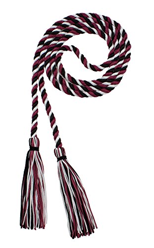 Image of Graduation Honor Cord - Black /Maroon /White - Every School Color Available - Made in USA