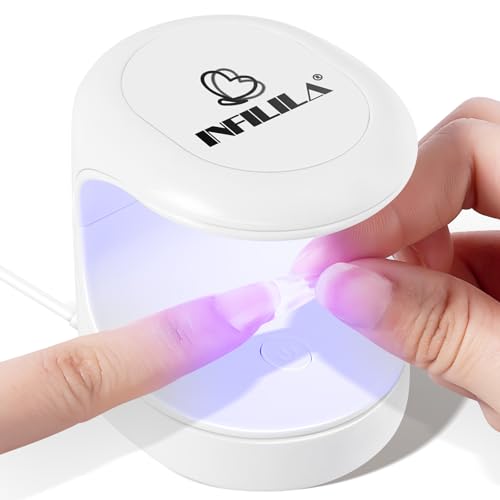 NXJ INFILILA Mini UV Light for Gel Nails, Quick-Dry Mini Nail Lamp 16W, Portable UV Light for Easy and Fast Nails Extension, 180° Opening Design USB Nail Dryer Curing All Gels for Single Finger
