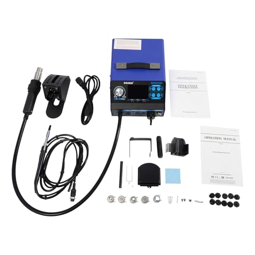 Aupitolt 780W Digital Display Soldering Iron Station Kit, 2 in 1 Multifunction Hot Air Rework & Desoldering Station Kit with °F /°C, Cool/Hot Air Conversion, Temperature Correction and Sleep Function