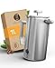 coffeechilla® Cafetière à piston en acier inoxydable de qualité supérieure - Anti-traces de doigts - Avec effet thermique - Double paroi isolée - Cafetière à café - Avec 2 filtres de rechange