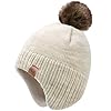 Duoyeree – Gorro Beanie para niños y niñas, con pompón, forro acogedor, gorro de invierno