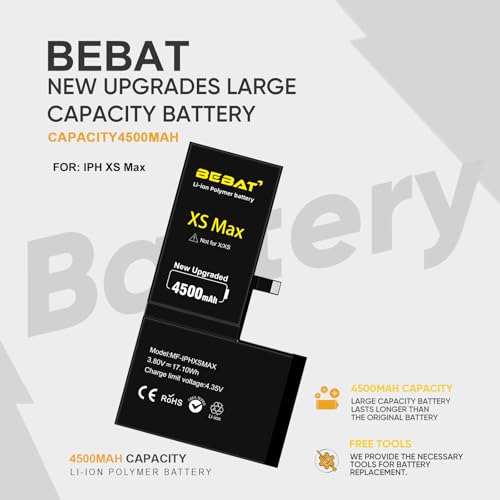 Image of Replacement for iPhone Xs MAX Battery, 4500mAh High Capacity Li-ion Polymer Replacement Battery for Model A1921 A2101 A2102 A2104 with Professional Repair Tool Kits
