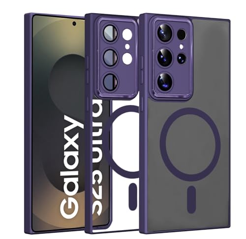 Image of VONZEE PC,TPU Magnetic for Samsung S25 Ultra 5g Case,Upgraded Full Camera Protection,Compatible with Magsafe,Drop Protection,Clear Transparent Back Bumper for Samsung S25 Ultra 5G(Deep Purple)