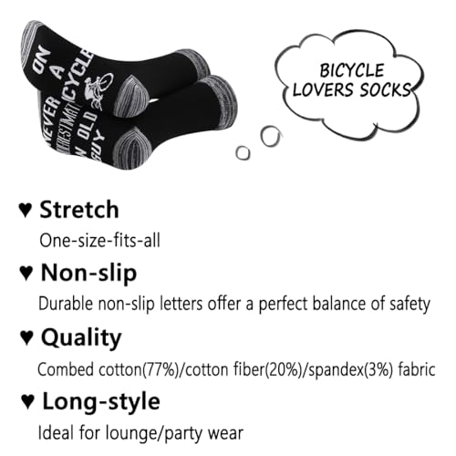 PYOUL 1 Pair Bicycle Lover Gift Never Underestimate An Old Guy On A Bicycle Socks Cycling Socks Biker Rider Gift Cyclist Socks - Image 3