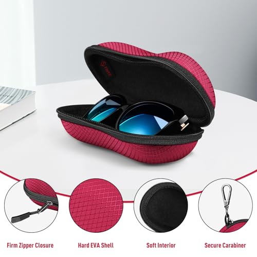 Image of FINTIE Sunglasses Case, Hard EVA Shell Shockproof Sport Glasses Case with Metal Carabiner Travel Zipper Eyeglasses Holder