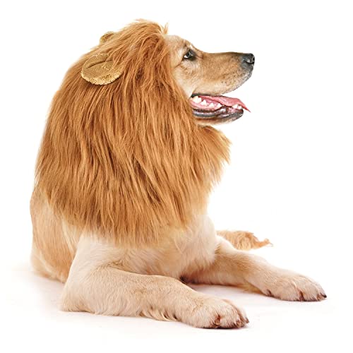 Dog Halloween Costumes Lion Mane for Dog Halloween Party Realistic and Funny Lion Wig Clothes for Large Medium Sized Dogs for Cosplay