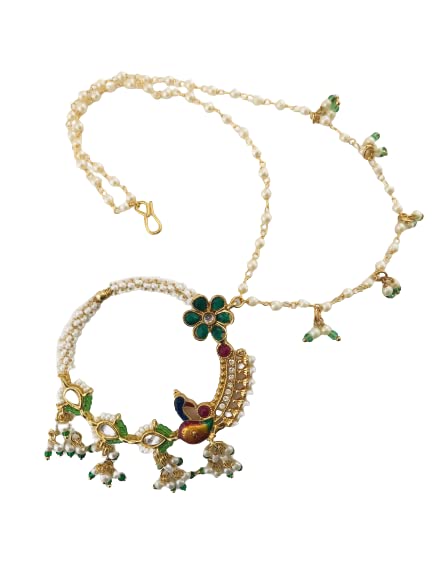 THE OPAL FACTORY Traditional Rajsthani Nath/Nose Ring/Nose Pin/Nathiya/Nathani non piercing Gold Plated Nath Clip Nose Ring Minkari with beads chain For Women (Green) (B0BC1PFCP8) Amazon Price History, Amazon Price Tracker