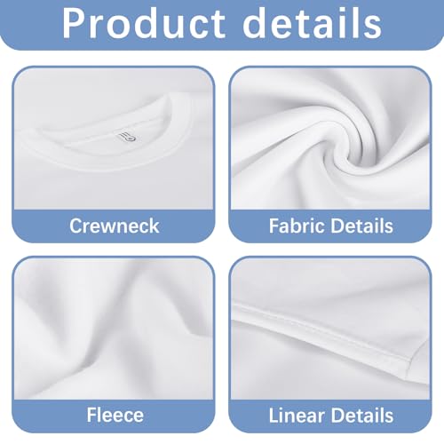 2 PCS Crewneck Sweatshirt White Sublimation Polyester Sweatshirts For Women4