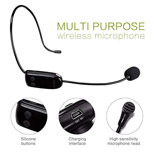 UHF Wireless Microphone Headset Super-powerful Wall-through Headset mic with 2 in 1 Handheld, Stable Wireless Transmitter for Voice Amplifier, PC,Speaker, Compatible with All AUX Audio Device,Stage - Thumbnail 5
