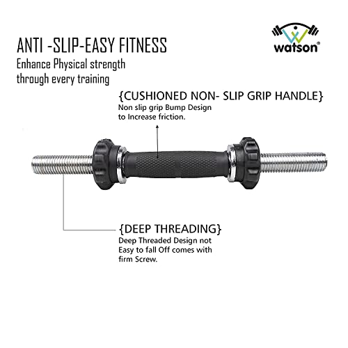 Image of Watson Rubber Coated Metal Integrated Olympic Tri-grip Weight Plate 30mm Hole Dia With 1 Pair Dumbbell Rods, Weight Lifting Workout Fitness Plates For Home Gym Equipment (40Kg Set (10Kgx4 Plates))