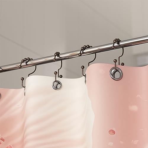 Image of Titanker Shower Curtain Hooks Rings, Rust Resistant Metal Double Glide Shower Hooks Rings for Bathroom Shower Rods Curtains, Set of 24 Hooks - Bronze