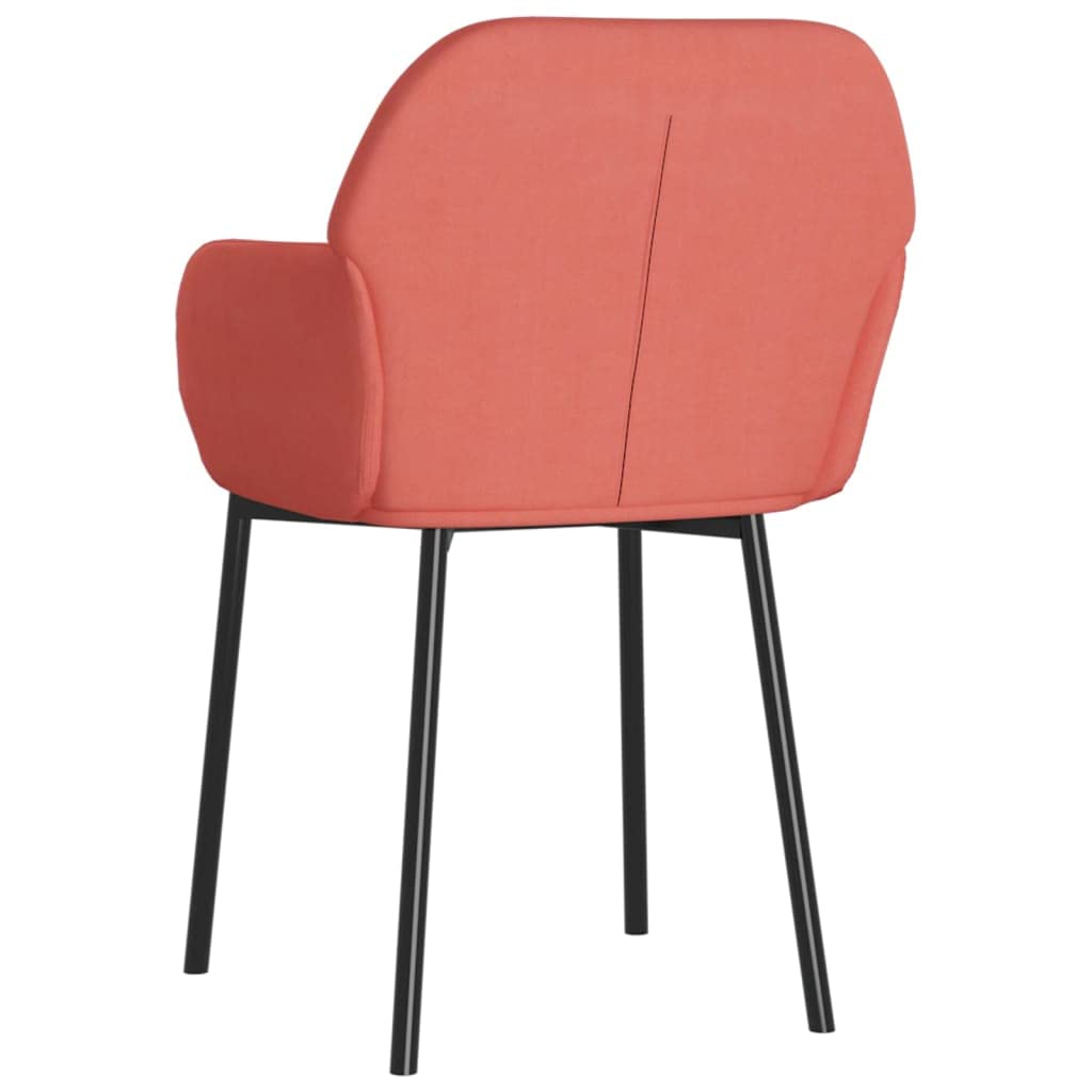 Set di 2 sedie da pranzo imbottite in velluto rosa, con braccioli, ergonomiche, girevoli, design moderno, stile scandinavo, struttura in metallo stabile, comodo schienale