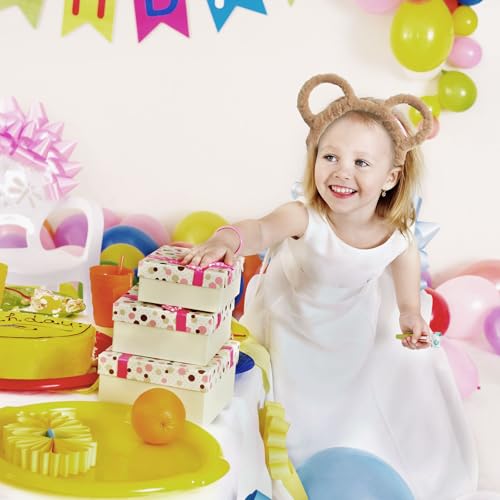 FUIPVGI 6 Stücke Bärenohren Stirnbänder, Plüsch Ohren Haarreifen Damen, Rund Maus Bär Ohren Teddy Bär Haarreif für Maskerade, Party, Geburtstagsfeier, Tägliche Verkleidung, Fotografie, Cosplay (Braun)