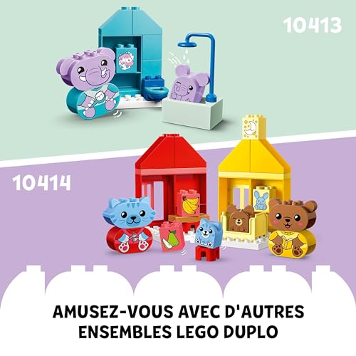 LEGO 10414 Duplo My First Mes Rituels Quotidiens - Le Repas et Le Coucher, Jouet de Développement Social et d'Émotions, 4 Figurines Animales, Cadeau pour Bébé, Garçons et Filles Dès 18 Mois