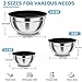 TeamFar Mixing Bowls, Stainless Steel Nesting Salad Bowls with Airtight Lids Set, For Serving/Mixing/Storing, Healthy & Long-lasting, Dishwasher Safe & Easy Clean, 4.6/3 / 1.5 QT, Black