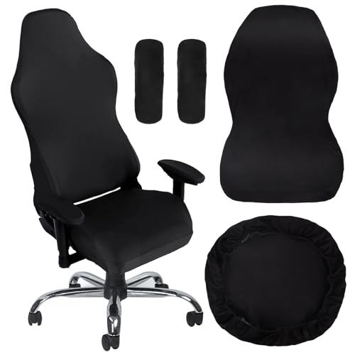 Wiainty 4pcs Rivestimento per Sedia da Gioco, Copri Sedia Gaming 4 pezzi, Copertura per Sedia da Gaming Nero, Braccioli Schienale della Sedia da Ufficio per Sedie da Computer, Sedia da Gioco