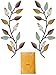 Zhengmy 2 Pieces Metal Tree Leaf Wall Decor Vine Olive Branch Leaf Wall Art Living Room, Hallway Wall Decor Outdoor Decoration(Bright Colors)