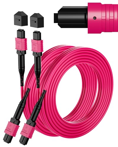 Image of OM4 MPO to MPO Fiber Patch Cable 6M 2-Pack, 12 Fiber Type B Female Multimode Fiber, LSZH MTP Compatible, for 40G 100G 200G QSFP Data Center Parallel Optics