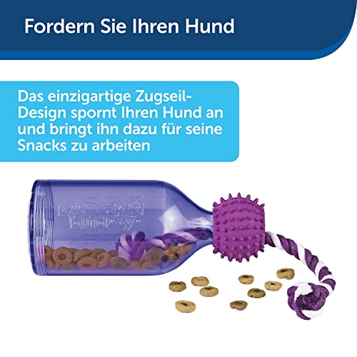 PetSafe Busy Buddy Tug-a-Jug Hundespielzeug, Snackspender mit Seil, Beschäftigung und Gewichtskontrolle, Größe M/L
