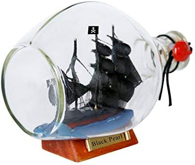 Miniatura 3 de Hampton Náutico Negro Perla Pirata Barco en una botella de cristal 7" - Modelo Pirata - Modelo Barco