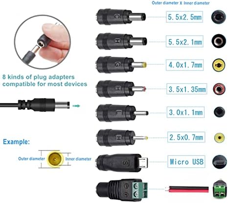 Universal AC adapter 9V 2A power supply AC230V 240V to DC9V 500mA 1000mA 2000mA power driver with 8 DC plug adapter converter inverter charger transformer AC-DC adapter (DC9V~2A)