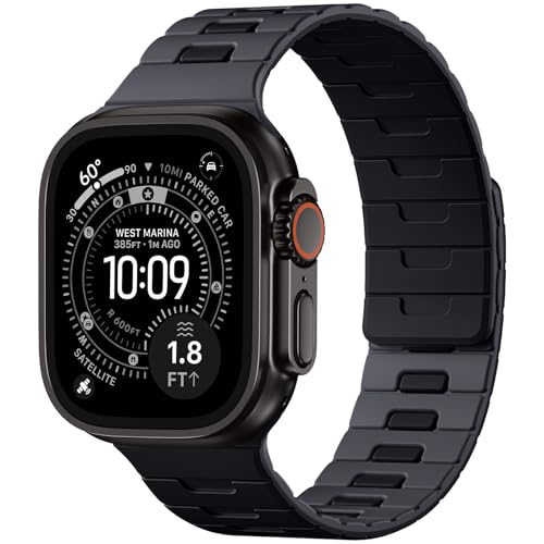 Bandletic Kompatibel mit Apple Watch Ultra 3/2/1 Armband Doppelseitiges Verwendbares Magnetische Silikonarmband für iWatch Ultra(49mm) 46mm(11/10) 45mm(9/8/7) 44mm(SE3/SE2/SE/6/5/4) 42mm(3/2/1)