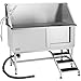 VEVOR Stainless Steel Dog Washing Station, 62 inch Pet Grooming Tub w/Stairs, PE Water Filter Board, Faucet & Showerhead & Soap Holder Dog Bathtub for Large & Medium & Small Pets (Right Door)