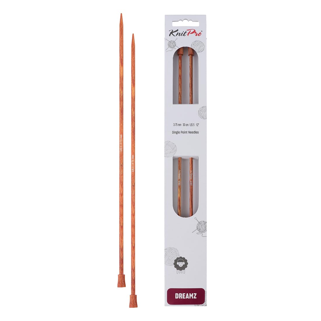 KnitPro Dreamz Single Pointed Needles 12" (30cm), Orange Lily, 3.75mm
