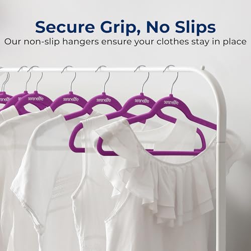 Image of SereneLife Velvet Hangers - 100 Pack, Slim & Space Saving for Closets