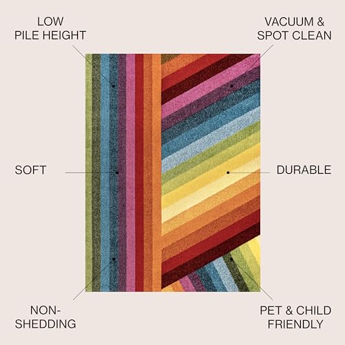 Jonathan Y DZC102A-4 Retro Rainbow Stripe Area Rug