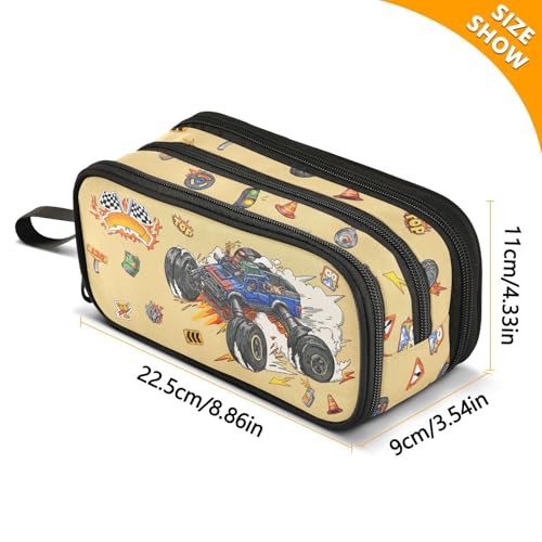 Image of Truck Large Capacity Pencil Case Pencil Pouch Pen Box | 3 Compartment Large Storage Pencil Bag for Adults School Office Teen Girl Boy Men Women