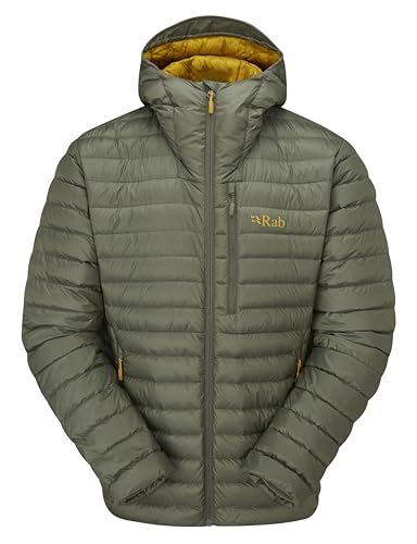 RAB Men's Microlight Alpine Down Jacket for Hiking, Climbing, & Skiing - Light Khaki - Medium