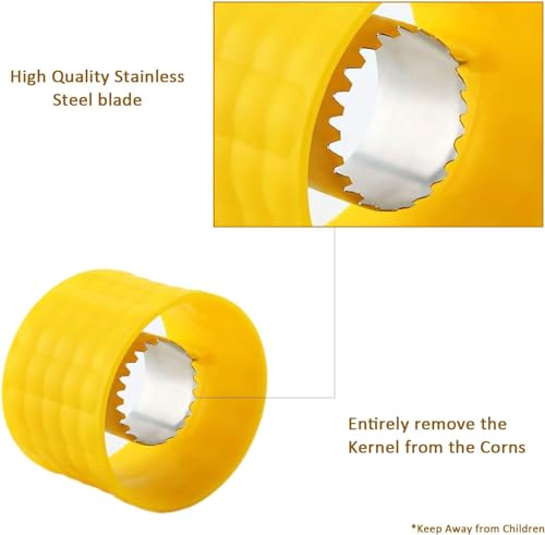 Image of Corn Cutter with 2 Masala Spoons, Manual Portable Mini Circular Corn Cob Stripper Peeler, Stripping Kernels Remover with Stainless Steel Blades and Hand Protector(Multicolor) Made in India