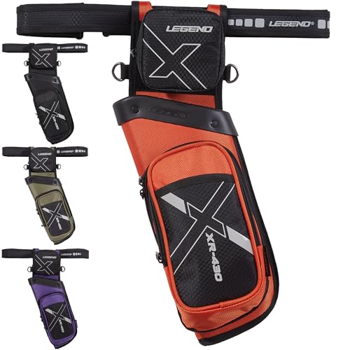 Legend XR430 Premium Field Quiver for Arrows - Right-Handed Hip Arrow Quiver with Removable Release Pocket, Durable Archery Quiver with Tools & Accessories Compartment, Arrow Holder