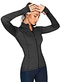 QUEENIEKE Womens Running Jacket Athletic Workout Jackets Track Full Zip Up Gym for Women Yoga Top Nurse Align Slim Fit Sport bbl Scrub Jacket Long Sleeve Sweater Black X-Small