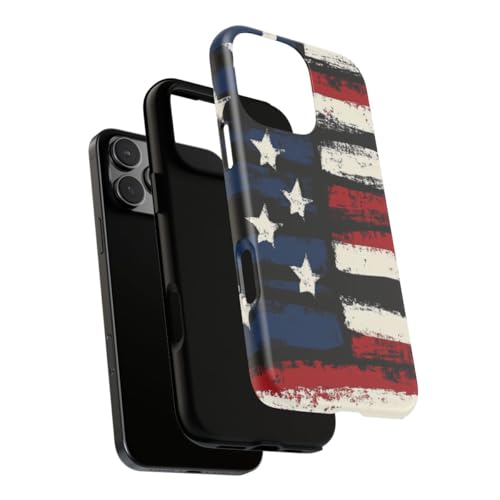 Coque iPhone 16 Pro Max drapeau américain vieilli rigide mate noire - 3